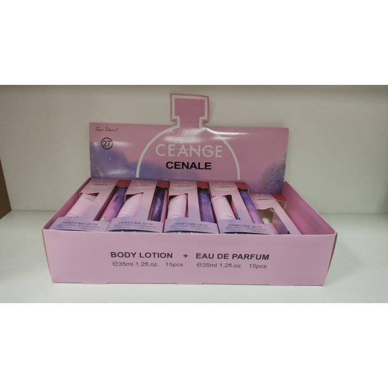 luxury perfume sample 35ml body lotion two-piece set, popular arabian women's perfume gift set