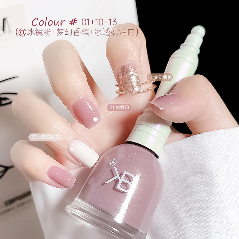 Fall and winter transparent nude bell water-based nail polish no baking quick drying long-lasting non-peelable jelly nail salon nail polish