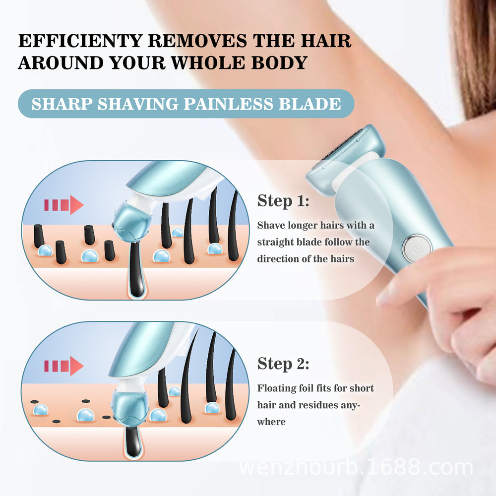 Electric shaver for women's intimate area, bikini line, and body - wet & dry use, fully washable