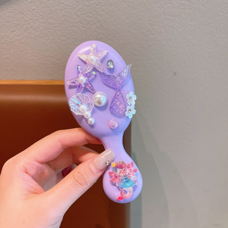 Kids' snow & ice cartoon air cushion comb - cute, portable, anti-static, gentle hair massage for girls, perfect for school