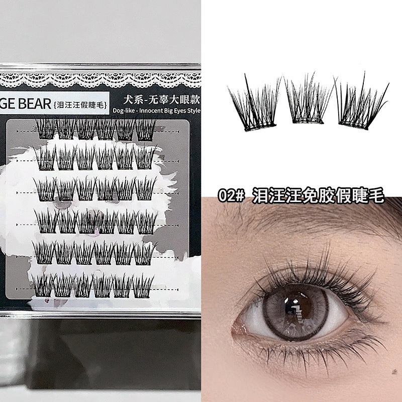 Gege bearkorean style girl group glue-free false eyelashes self-adhesive natureartificial mom-like lazy single cluster eyelashes