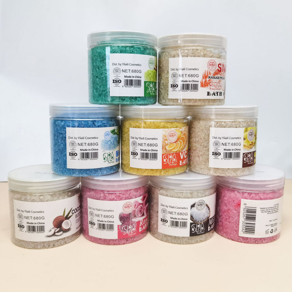 foreign trade frosted crystal salt fragrance bath coarse salt exfoliating chicken skin sea salt bath bath salt 680g