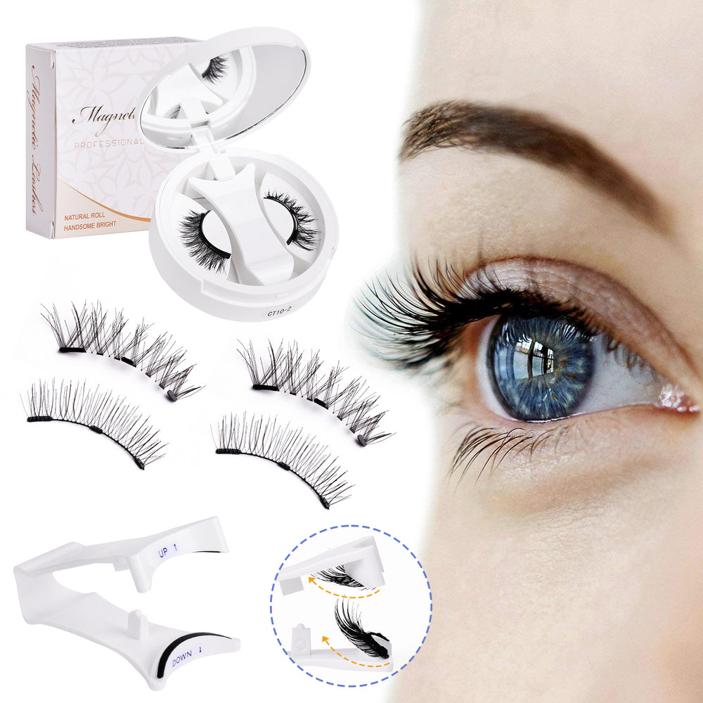 [amazon eyelash all-in-one box] european and american thick and portable artificial glue-free strong magnetic black stem eyelashes one piece