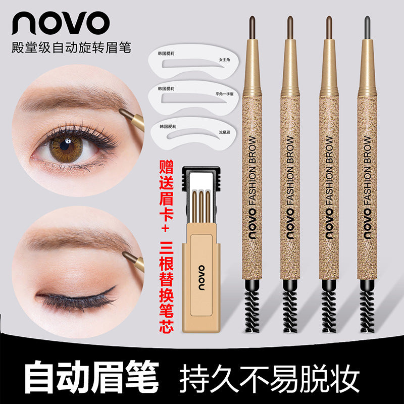 Novo precision sculpting automatic rotating eyebrow pencil - ultra-fine tip, long-lasting, waterproof, smudge-proof, dual-ended brow pen set