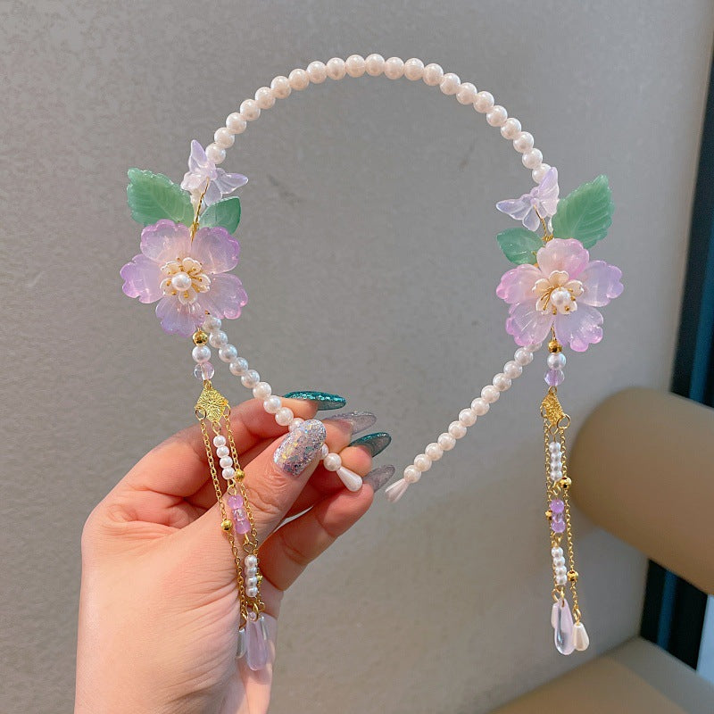 Hanfu headwear kids chinese ancient style elegant hairband girl elegant tassel ancient costume little girl short hair lazy hair accessories