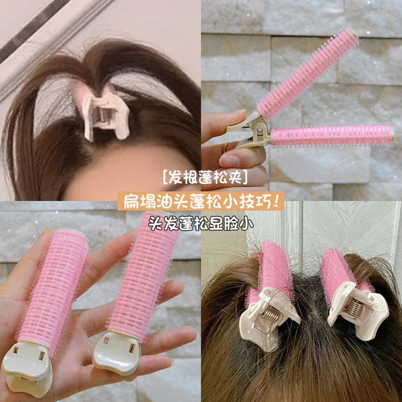 Popular korean style lazy air bangs curl hair root styling fluffy clip self-adhesive hair curl hair clip wholesale