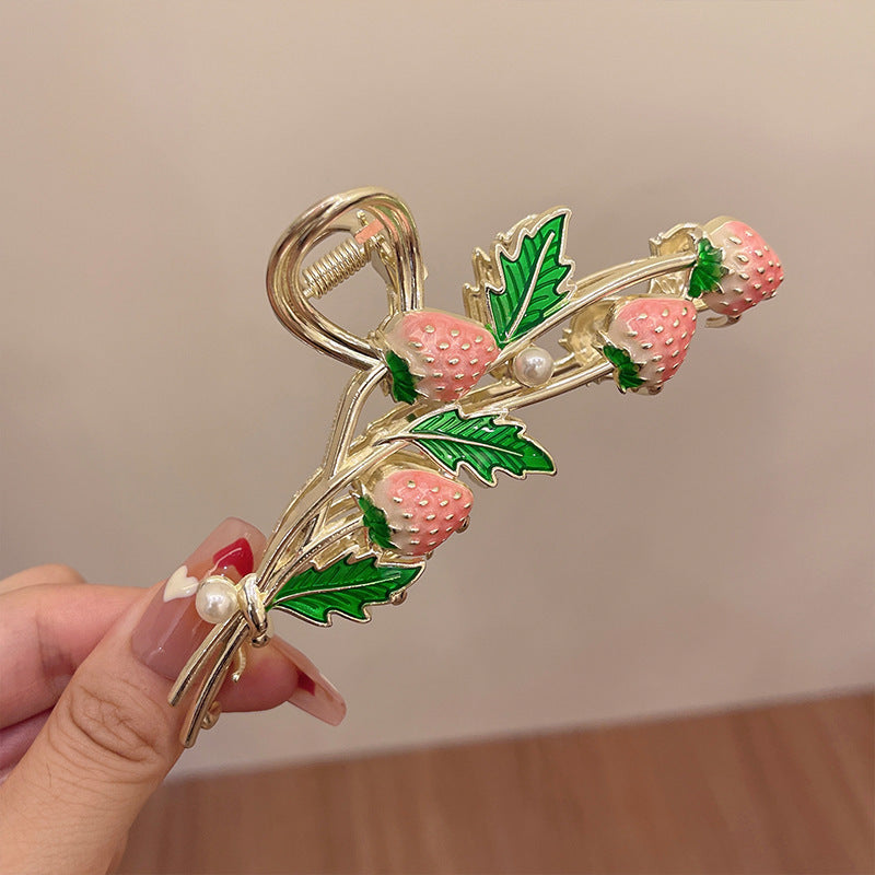 New arrival strawberry back head hair clip classy large shark clip classy hair clip female headwear summer large size