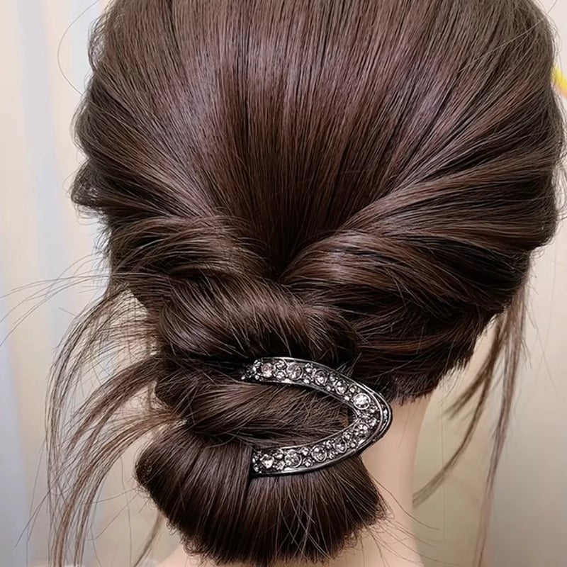Metal high ponytail fixed full diamond v-shaped back of head hair shark clip female k-styleeleganteasiest for match gripper headwear