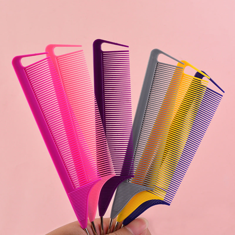 Hair comb sectioning highlight pointed tail steel needle comb tony cover hairdresser hair comb colorful wig comb wholesale
