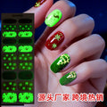 Zhengxiang christmas gel nail art stickers waterproof cartoon fluorescent cross-border fashionuv semi-cured nail stickers luminous