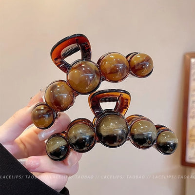 2025 new arrivalelegant amber bead clip women's hair clip large hairpin back of head classy shark clip headwear