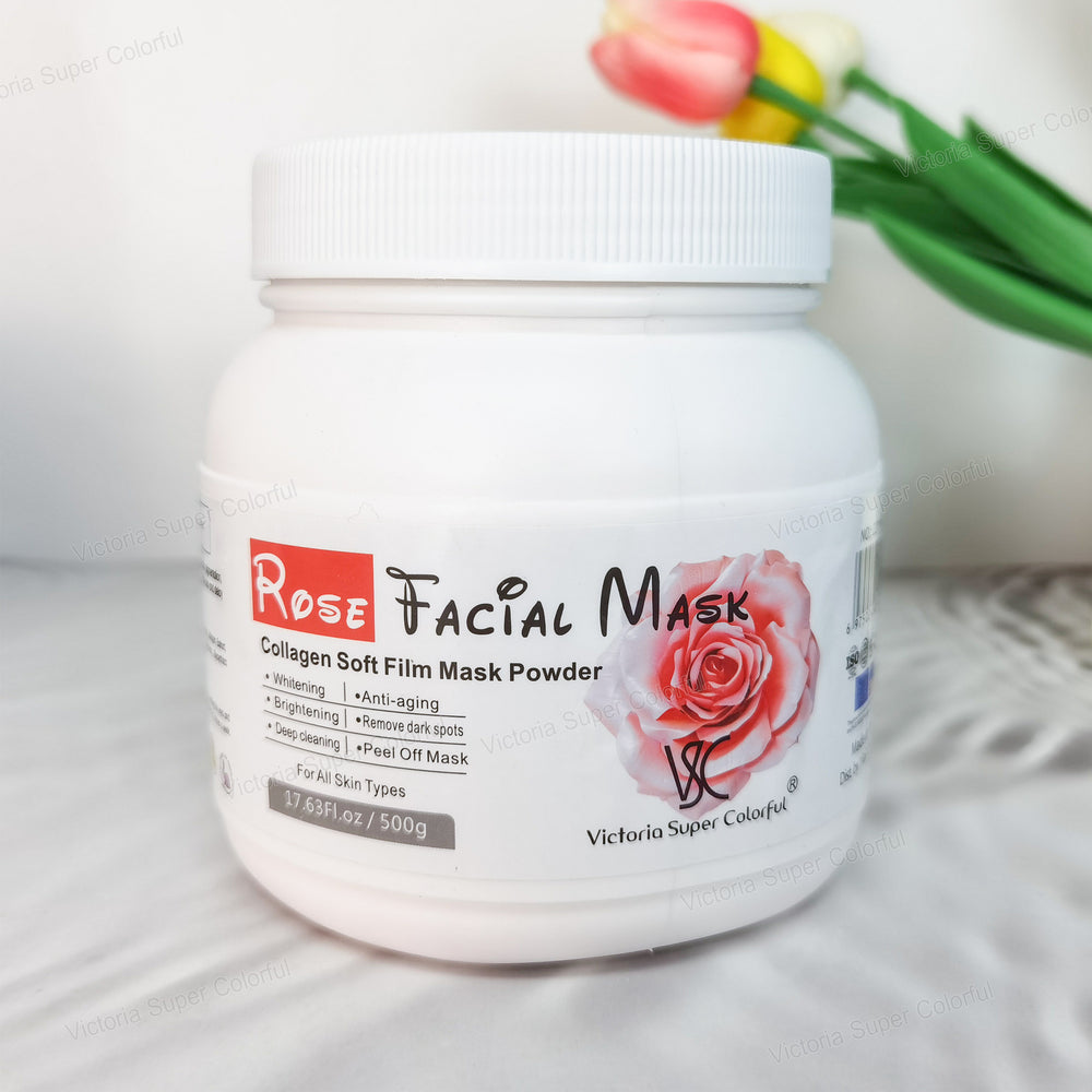 rose soft mask powder moisturizing and hydrating bottled facial mask powder factory processing export wholesale 500g