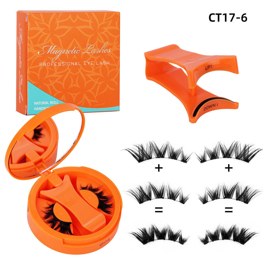 Ready-to-ship orange charm magnetic false eyelashes - all-in-one box. wholesale amazon us & european style dense, small round magnet eyelashes