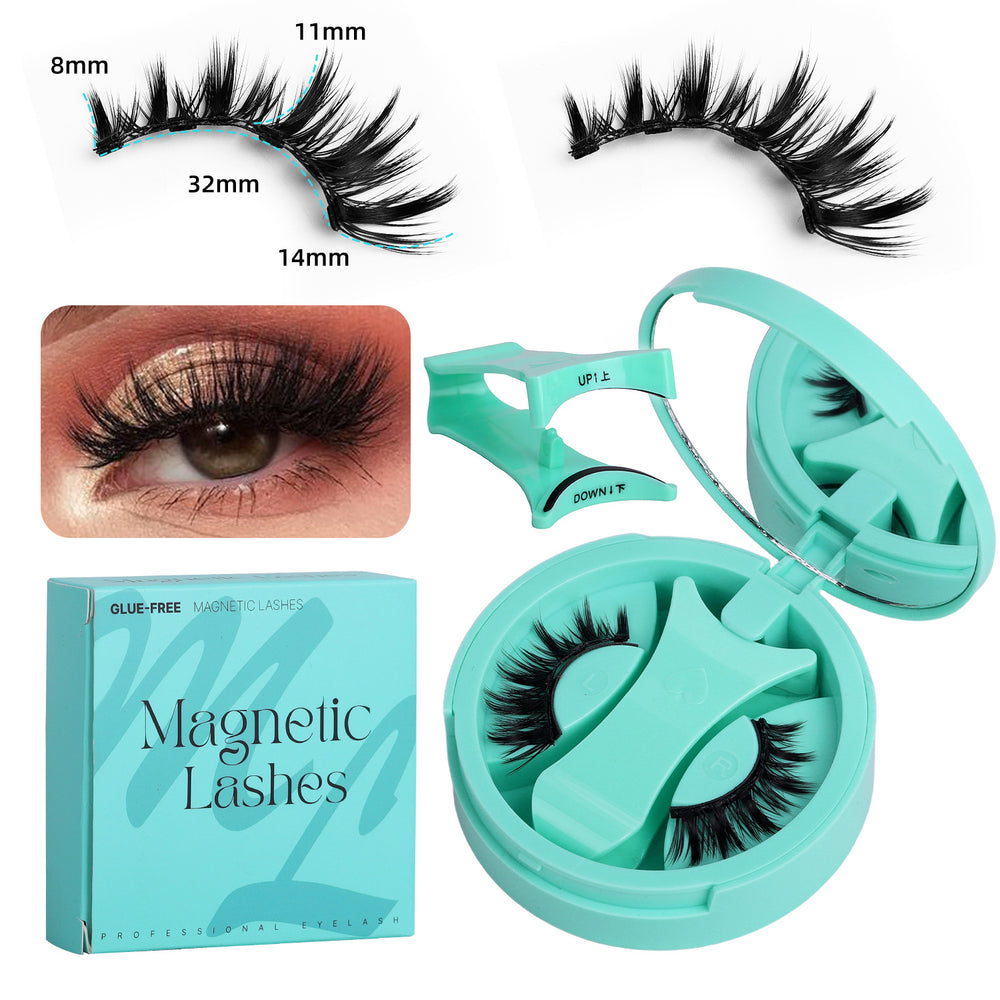 integrated box magnetic false eyelashes pair of fashionable fluffy stereo glue-free set eyelashes set