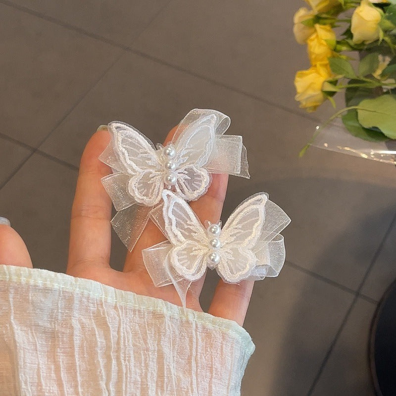 Gentle fairy butterfly pearl hair clip women's side classy bow duckbill clip hair clip headwear hair accessories