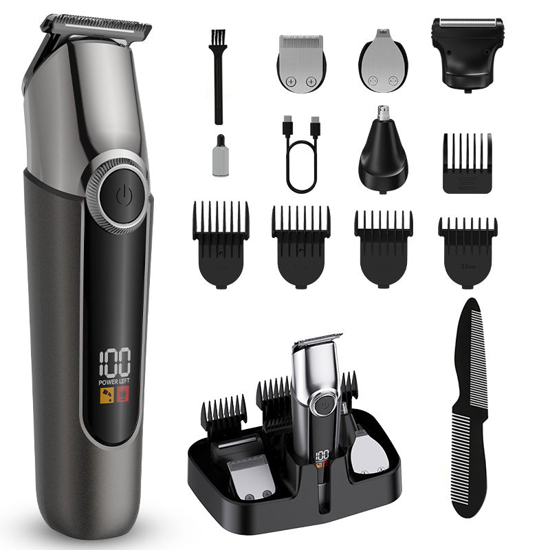new arrival multifunctional five-in-one electric hairdresser digital display waterproof oil head engraving electric clipper suit