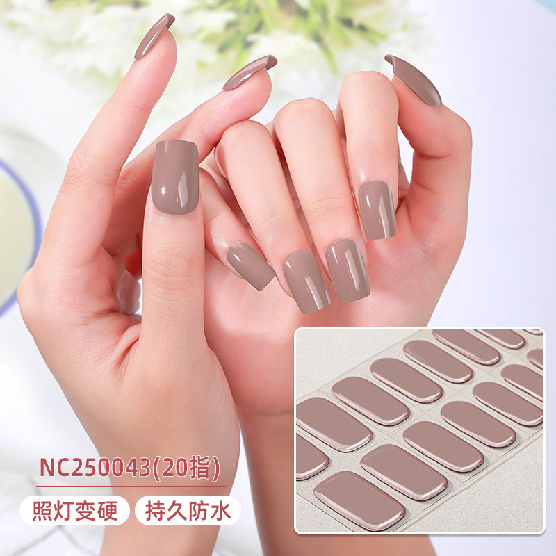 Zhengxiang custom gel nail stickers - waterproof, cross-border, european & american style, solid color nail art stickers, uv light curing, semi-cured nail stickers