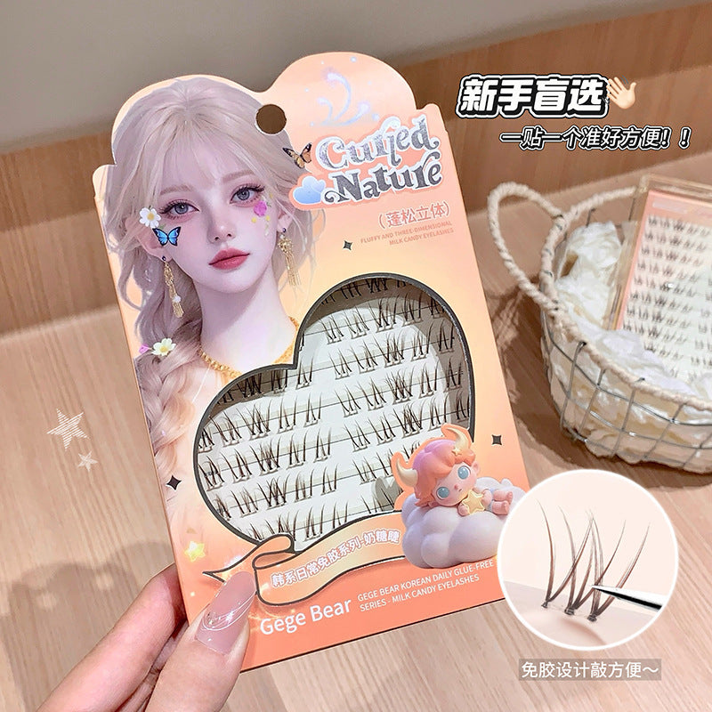 Gege bear korean style daily glue-free false eyelashes - lazy girl's segmented self-adhesive natural simulation eyelashes
