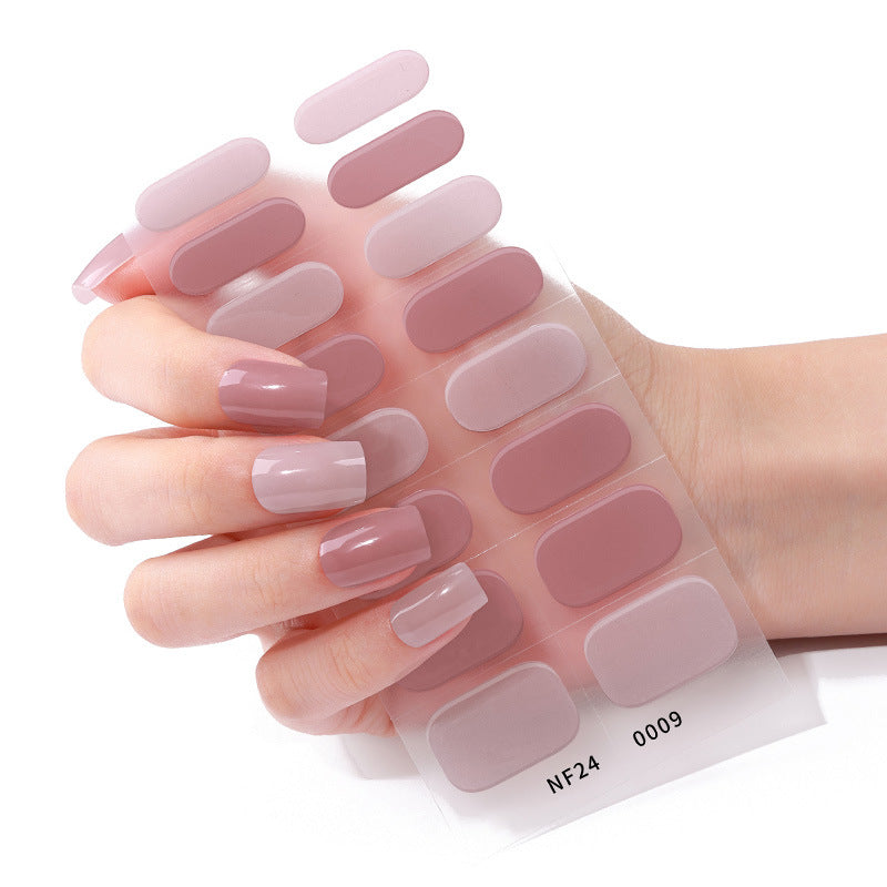 Zhengxiang custom gel nail art stickers french bronzing uv phototherapy semi-cured nail stickers ice transparent nail art stickers wholesale