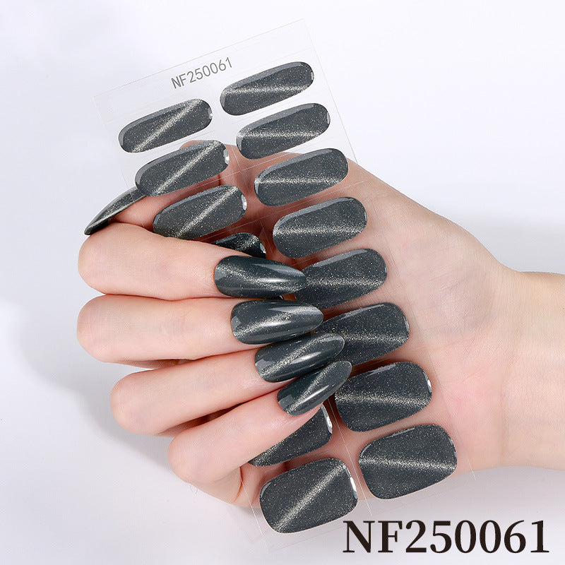 Zhengxiang personalized gel nail stickers waterprooffashion flash cat eye uv semi-cured gel nail stickers gel nail