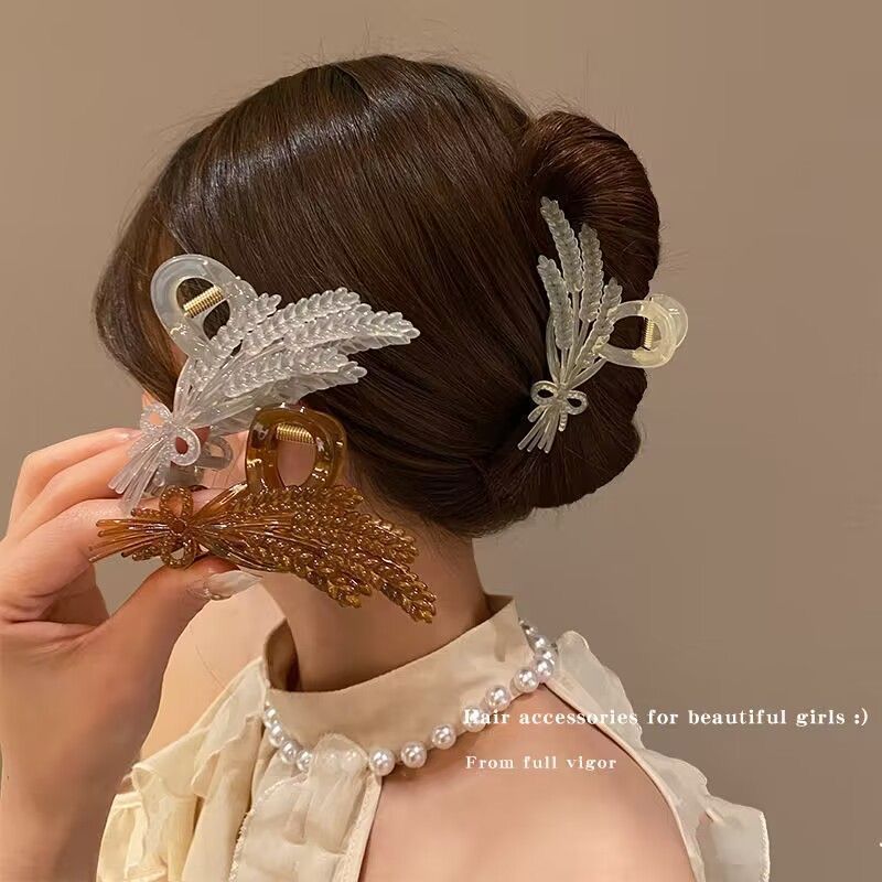 Wheat design classy hair clip, back of head, hair clip, women's summer large size elegance shark clip hair accessories