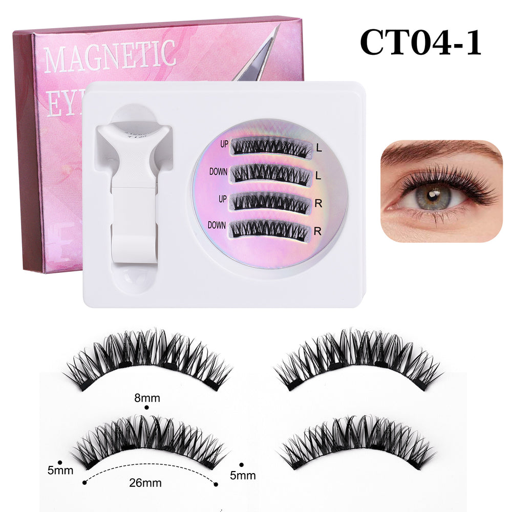 Pingdu magnetic false eyelashes amazon fashion thick strong magnetic 2 pairs black stem eyelash curler suit factory wholesale