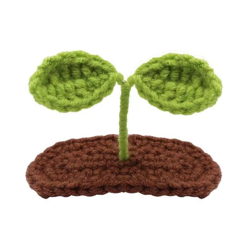 Wholesale mini grass bean sprout green leaf hair clips - knitted yarn 3d cute creative bangs funny hair clips bb clips for women