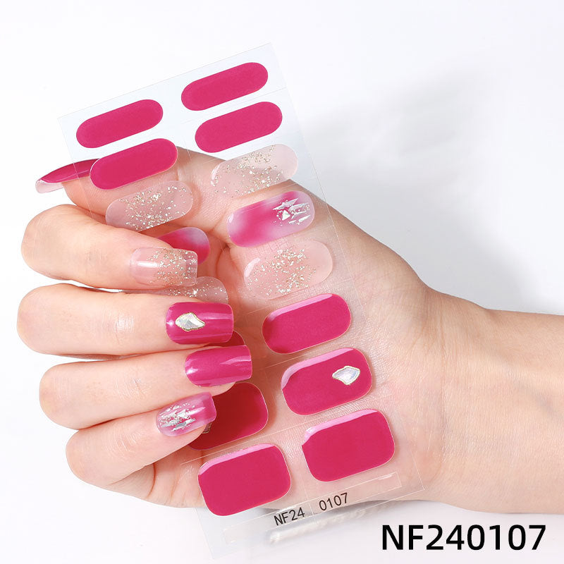 Zhengxiang factory customized gel nail art stickers ins cross-border uv second generation semi-baked semi-cured nail stickers amazon