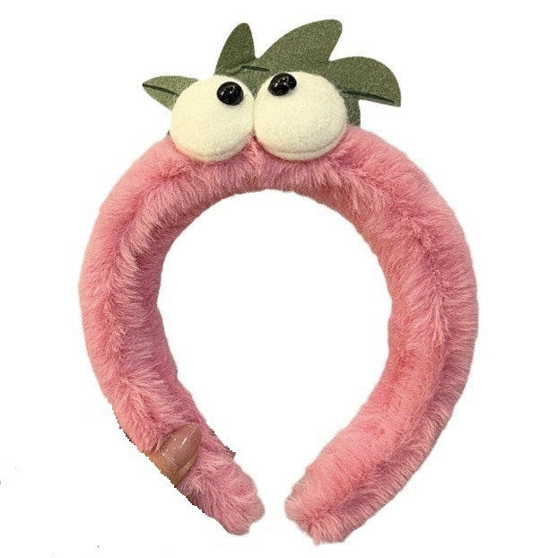 Fruit stuffed eye headband cute cartoon pear strawberry hairpin vitality girl high skull top headband hair tie hair accessories