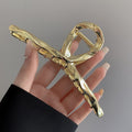 Metal cross hair clip classy cross wavy style elegant gripper shark clip back of head hair bun classy hair accessories