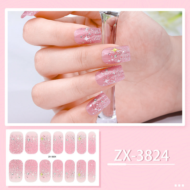 Zhengxiang factory customized japanese and korean nail art stickers hot stamping 5d epoxy imitation diamond starburst christmas nail stickers full stickers wholesale