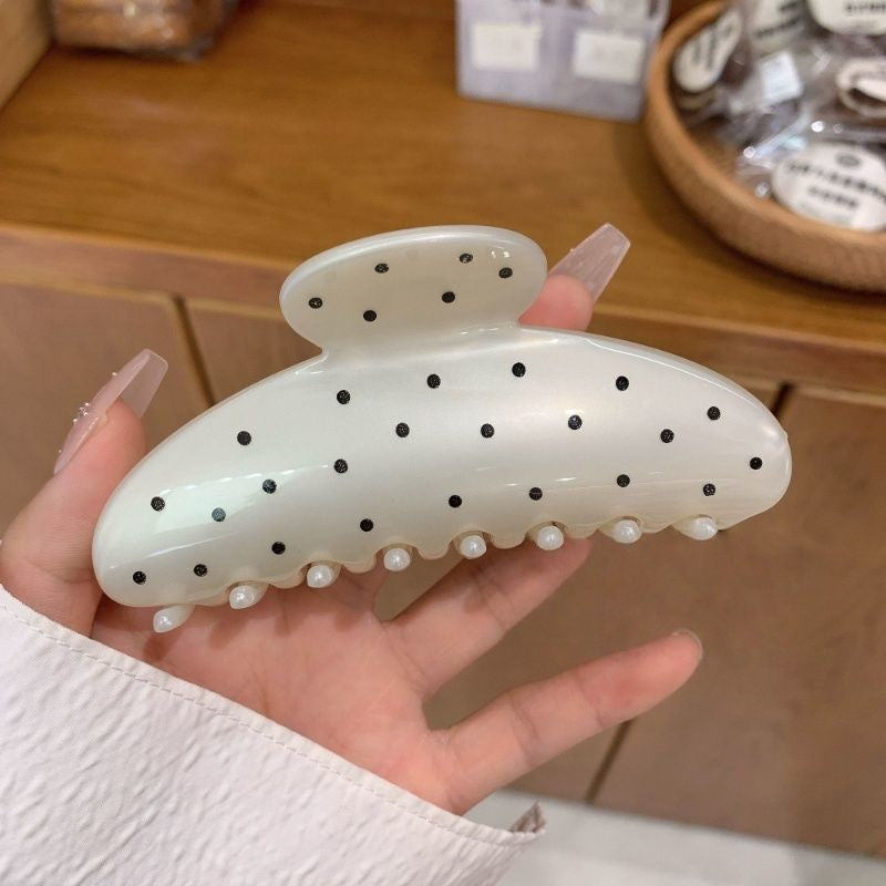 Women's frenchclassy polka dot shell casualfashioneasiest for match multi-hair sweet large back shark clip hair accessories
