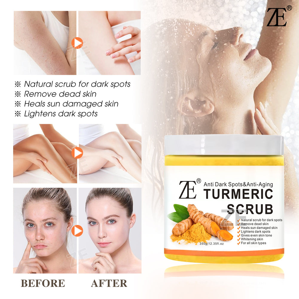 Turmeric body scrub - exfoliating bath salt for deep cleansing and skin rejuvenation