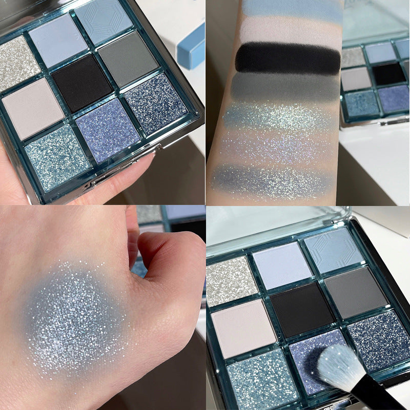 Capel luminous nine-color eyeshadow palette - shimmer, crushed diamond, matte, highlight, contour all-in-one palette - earth tones, smoky eye makeup