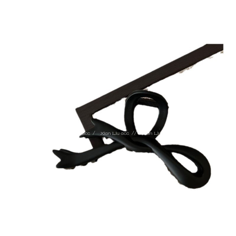 Autumn and winter frosted bow hair clip for women 2024 widened shark clip large streamer shark clip versatile clip