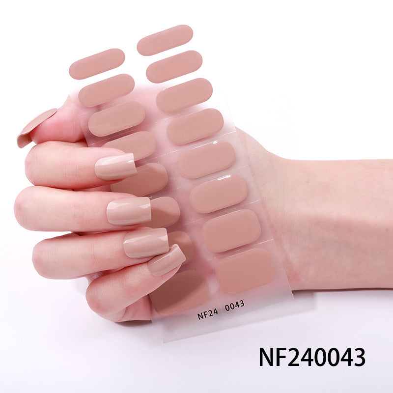 Gel manicure stickers 16 stickers semi-cured phototherapy stickers full stickers semi-baked nail stickers ready-made 5d jewelry ice transparent finished product