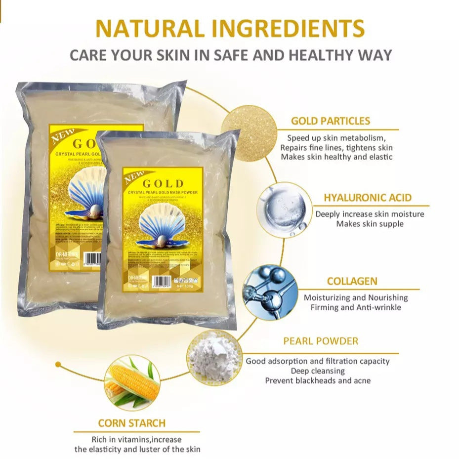 24k gold collagen jelly mask powder - natural crystal beauty facial moisturizing mask powder - skincare (cross-border)