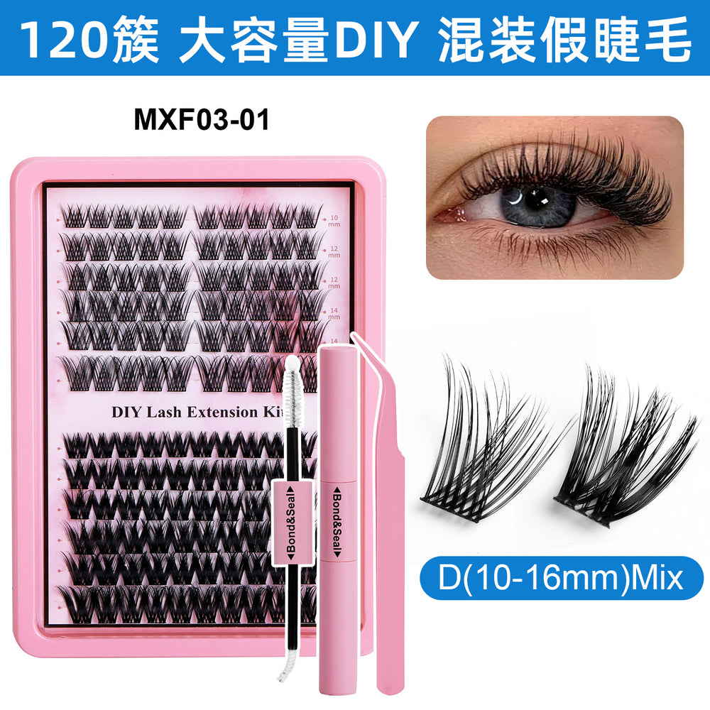 Segmented false eyelashes suit cross-border 40p50p clustered european and american eyelashes extension lashes kit set