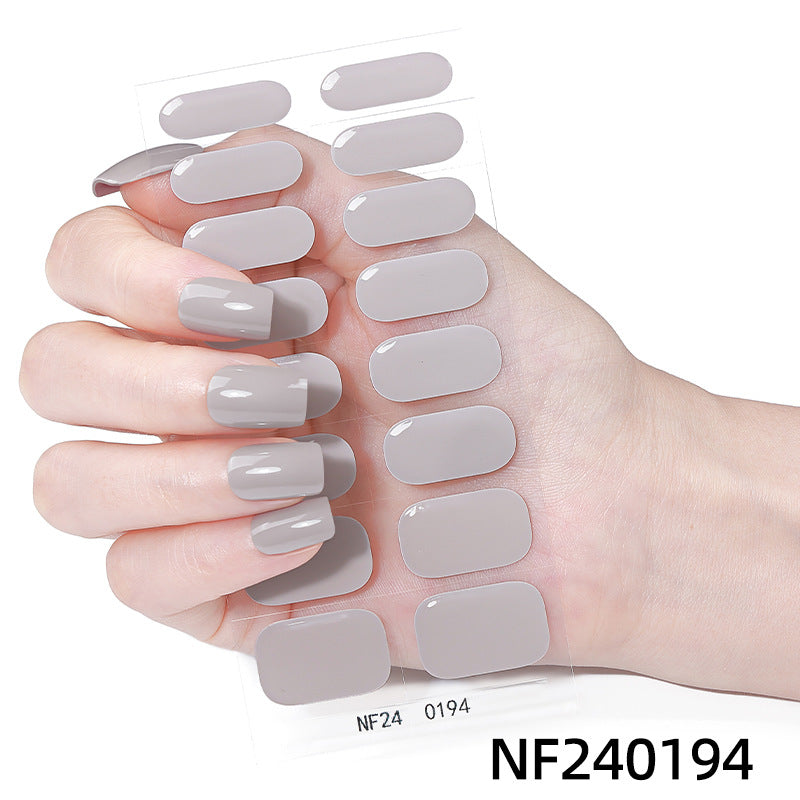 Zhengxiang cross-border fashion pure color gel manicure stickers waterproof flash uv light therapy semi-baked nail stickers full stickers personalized