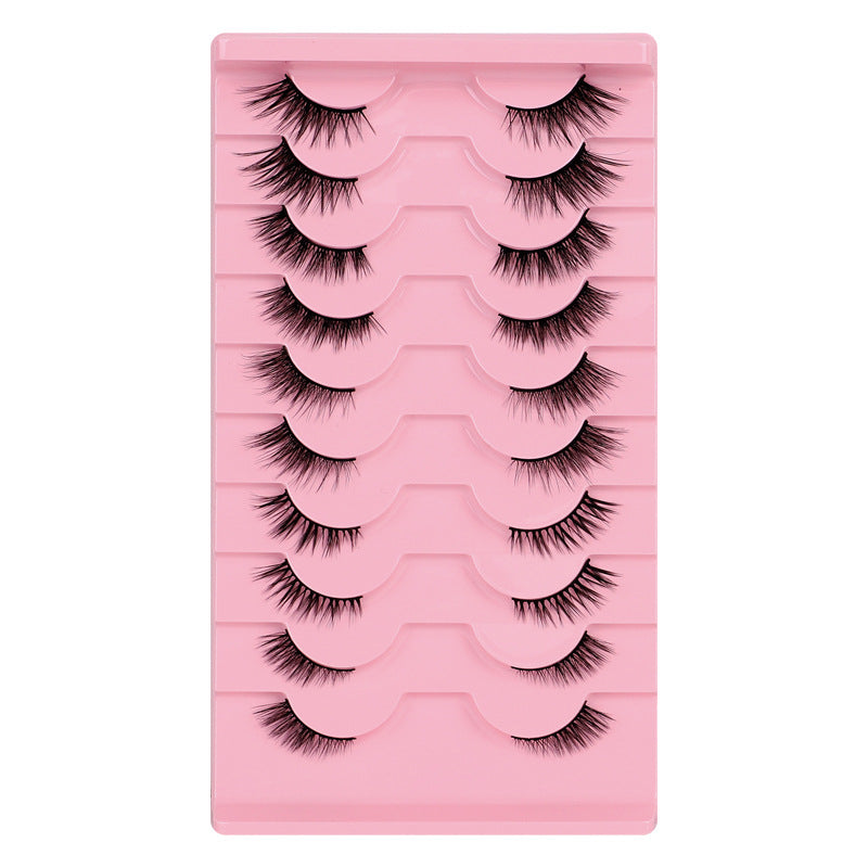 Export half-eye false eyelashes 10 pairs of cat-eye eyelashes fox style fashion black stem thick curled eyelashes one piece