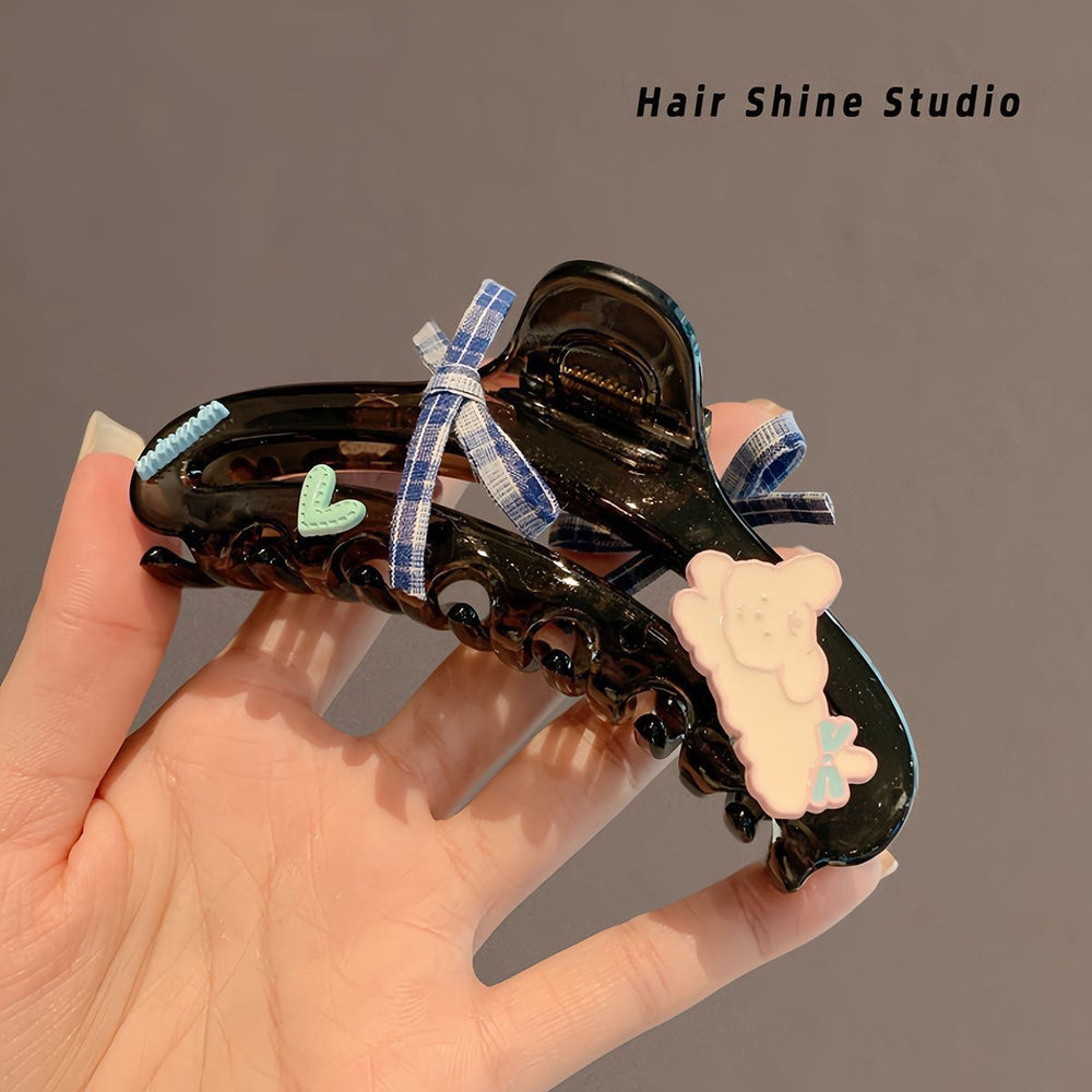 Cute kitten bow gripper for women 2025new arrivalfashion shark clip large ins korean hairpin back of head