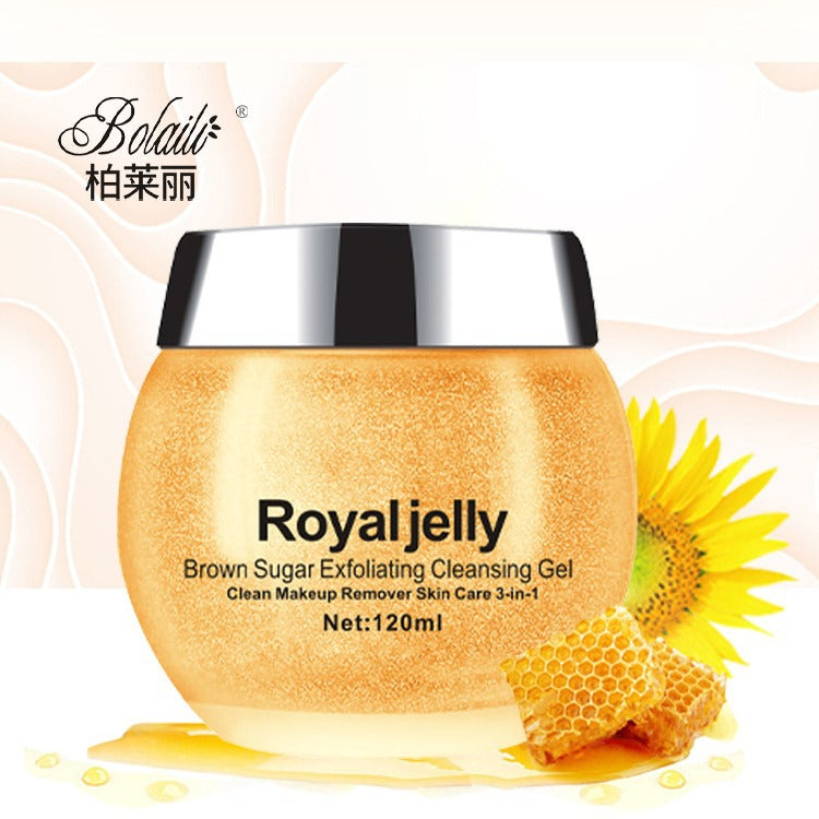 royal jelly brown sugar pore cleansing ice crystal gel - blackhead, acne, and mite removal, makeup removal, cleansing, and exfoliation