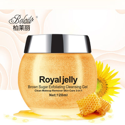royal jelly brown sugar pore cleansing ice crystal gel - blackhead, acne, and mite removal, makeup removal, cleansing, and exfoliation
