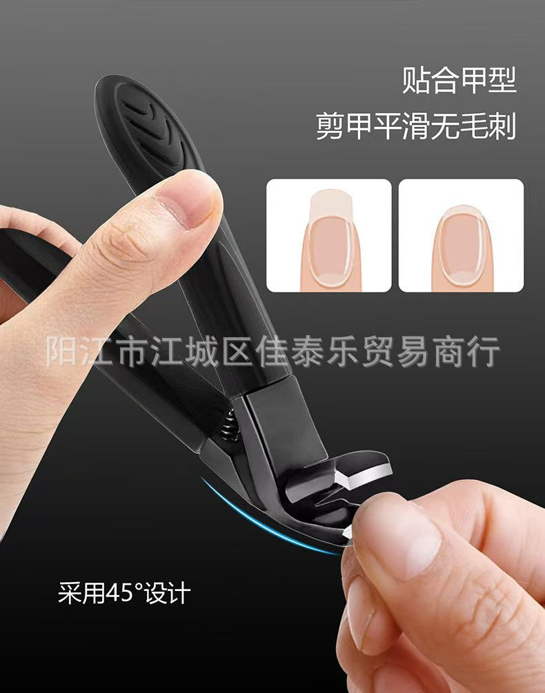 New angled edge nail clippers stainless steel anti-splash wide opening nail clipper set premium nail scissors gift box