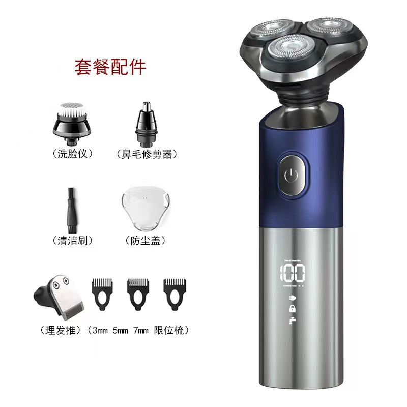Men's full body washable electric shaver, rechargeable, convenient wet & dry 3d floating triple blade razor