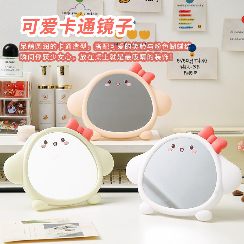 Desktop plastic desktop foldablefor home milk cute bows portable storage makeup mirror beauty mirror home mirror