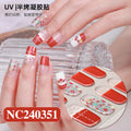 Zhengxiang custom christmas gel nail stickers - waterproof, sparkling, european & american style, uv semi-cured nail decals - cross-border wholesale