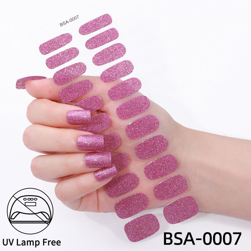 fashion gel nail stickers no bake flash onion powder nail art stickers uv-free gel nail wraps
