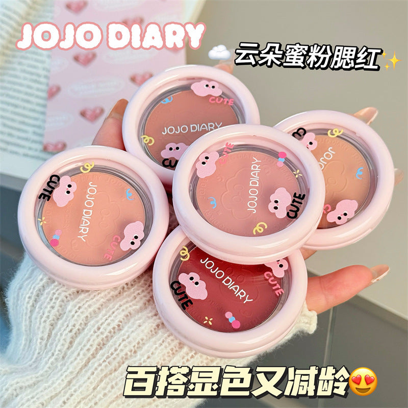 Jiujiu diary cloud soft mist blush low saturation expansion tender pink matte nature brightening contouring student rouge