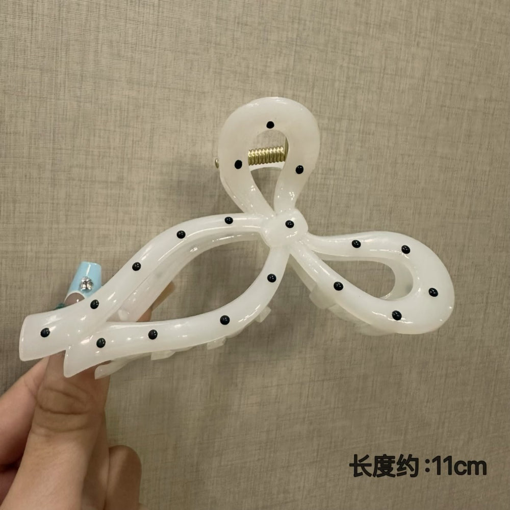 Japanese style classy cute transparent white polka dot fashion multi-hair sweet large size back of head shark girl hairpin hair accessories